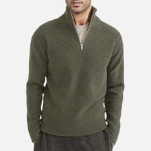 Herren Strickpullover mit Stehkragen und Reißverschluss in Grün