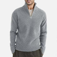 Herren Strickpullover mit Stehkragen und Reißverschluss in Grau