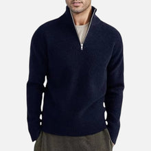 Herren Strickpullover mit Stehkragen und Reißverschluss in Blau