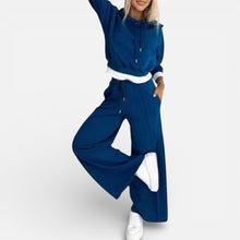 Damen Zweiteiliges Freizeitset mit Kapuzenpullover und Jogginghose in Blau
