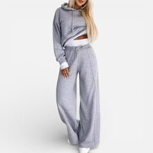 Damen Zweiteiliges Freizeitset mit Kapuzenpullover und Jogginghose in Grau