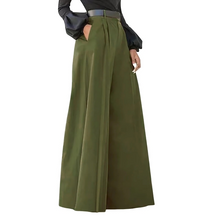 Nadine – Damenhose mit hoher Taille und weitem Bein in Olive