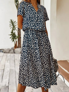 Gerda – Bedrucktes Midikleid für Damen in Marineblau
