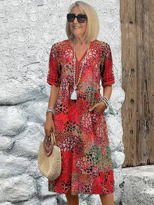 Sommerfeld | Leichtes Midikleid mit V-Ausschnitt in Knallrot