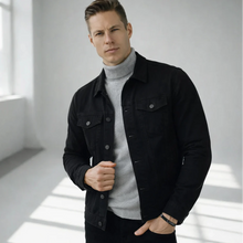 Hemdjacke für Herren mit Brusttaschen im Slim-Fit Schnitt in Schwarz