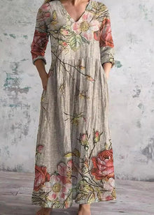 Elara™ - Leichtes & Müheloses Blumenkleid in Beige