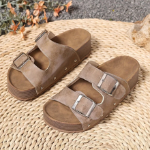 Eleanor | Damen Plateau Sandalen mit Schnalle Casual in Khaki