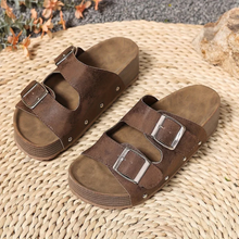 Eleanor | Damen Plateau Sandalen mit Schnalle Casual in Kaffee