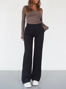Emma | Elegante Damen Hose mit hoher Taille in Schwarz