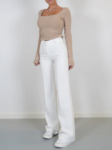 Emma | Elegante Damen Hose mit hoher Taille in Weiß