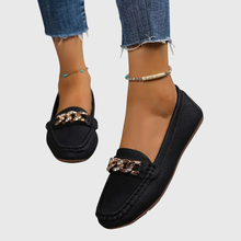Sophie | Elegante Damen Loafer mit Kettenverzierung in Schwarz