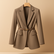 Alina – Elegante Damenjacke mit Taillengürtel in Braun