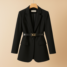 Alina – Elegante Damenjacke mit Taillengürtel in Schwarz