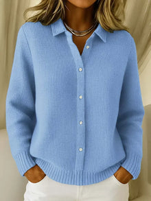 Mia | Elegante Longline Baumwoll Cardigan in Blau