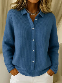 Mia | Elegante Longline Baumwoll Cardigan in Dunkelblau