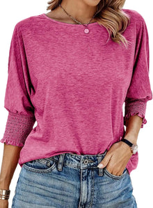 Victoria | Elegante Plissee-Bluse in Rosenrot