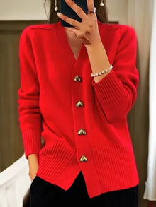 Emilia | Eleganter Cardigan Strickjacke in Rot