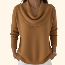 Nora | Eleganter Damen Pullover mit Wasserfallkragen in Braun