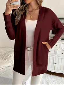 Julia | Eleganter fließender Cardigan zum Überziehen in Bordeaux