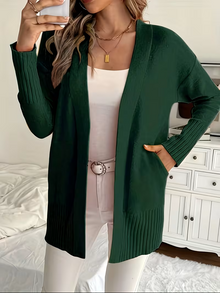 Julia | Eleganter fließender Cardigan zum Überziehen in Dunkelgrün