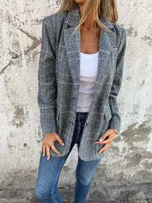 Paula | Eleganter Karo-Blazer für Übergänge in Schwarz