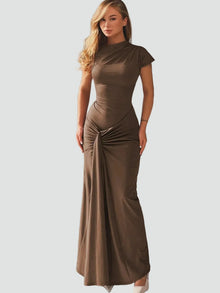 Emma | Elegantes Damen Cocktailkleid Maxilänge für Feiern in Braun