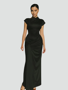 Emma | Elegantes Damen Cocktailkleid Maxilänge für Feiern in Schwarz