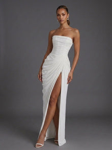 Elena | Elegantes Damen Maxikleid für Hochzeitsgäste in Weiß
