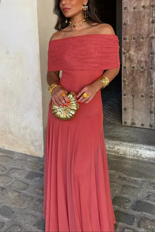 Lena | Elegantes Damen Maxikleid mit One-Shoulder-Ausschnitt für Hochzeitsgäste und formale Feierlichkeiten in Rot
