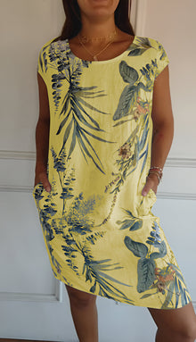 Johanna | Elegantes Damen Midi-Sommerkleid in Gelb