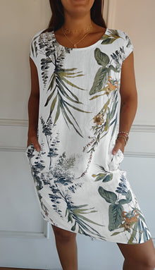 Johanna | Elegantes Damen Midi-Sommerkleid in Weiß und Grün