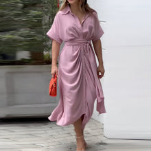 Charlotte | Elegantes Damen Midikleid mit Taillenband in Rosa