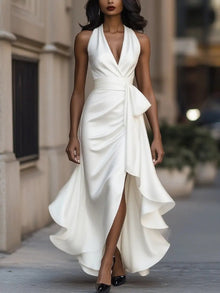 Laura | Elegantes Wickelkleid für Herbst-Hochzeitsgäste in Weiß