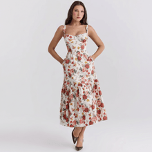 Elia | Midi Kleid in Blumen rot