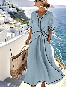 Elin™ - Sommer gestreiftes Kleid in Blau
