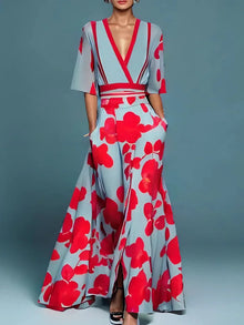 Elisa™ - Elegantes Blumen Kleid in Rot