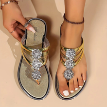 Elly | Damen Sommer Sandalen Mit Strass in Gold