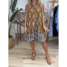 Elvira | Damen Sommerkleid Mini im Boho Stil Kurz mit V-Ausschnitt in Karamellbraun