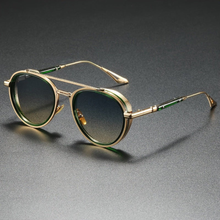 Ethan | Herren Sonnenbrille Aviator Retro Gold Polarisiert in Himmelgrün