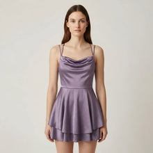 Luna – Elegantes Mini-Satin-Kleid mit Trägern für Damen in Hellrosa