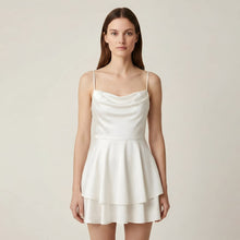 Luna – Elegantes Mini-Satin-Kleid mit Trägern für Damen in Weiß