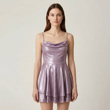 Luna – Elegantes Mini-Satin-Kleid mit Trägern für Damen in Lila