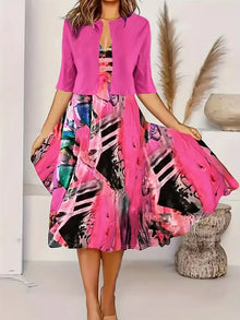 Vainoana - Zweiteiliges Set Mit Elegantem Langen Rock in Rosa