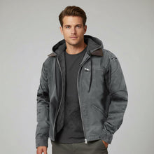 Freizeitjacke für Herren mit Kapuze und Reißverschlus in Grau