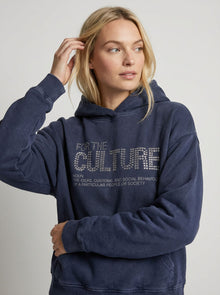 Unisex Hoodie in kurzer Länge mit Druckmuster in Blau