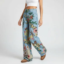 Flared Jeans für Damen mit hoher Taille im Casual-Stil in Blauer Wald