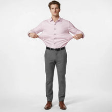 Langarm Stretchhemd für Herren im Slim Fit mit klassischem Kragen und einfarbigem Design in Hellrosa