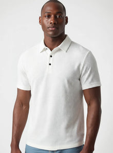 T-Shirt für Herren mit halber Knopfleiste und Polokragen in Weiß