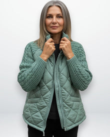 Stepp Strickjacke für Damen mit geripptem Kragen in Blau