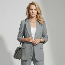 Eleganter Anzug für Damen mit Blazer und Hose im geraden Schnitt in Grau